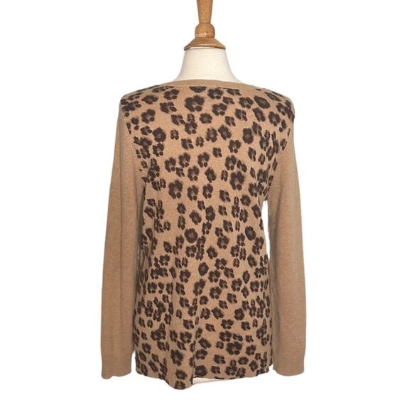 100% Cashmere Luxury Cheetah Print Lightweight Sweater Charter Club Flawed FFF12 - Picture 2 of 11